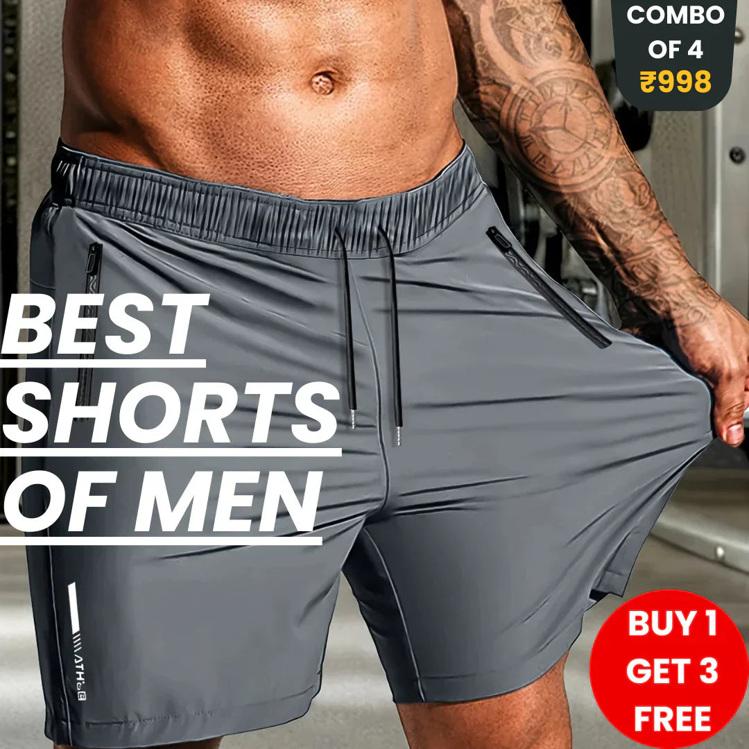 Combo of 4 Men's Stretchable Cotton Shorts for Summers